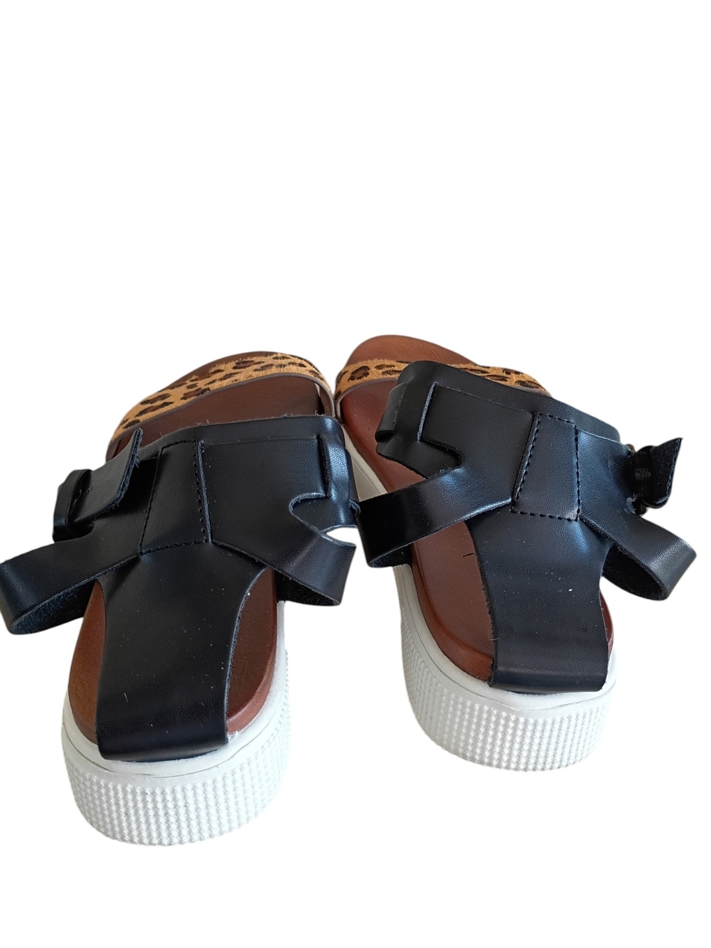 MIA Leopard Print Platform Sandals - Black Straps SZ 6.5 - Picture 3 of 6